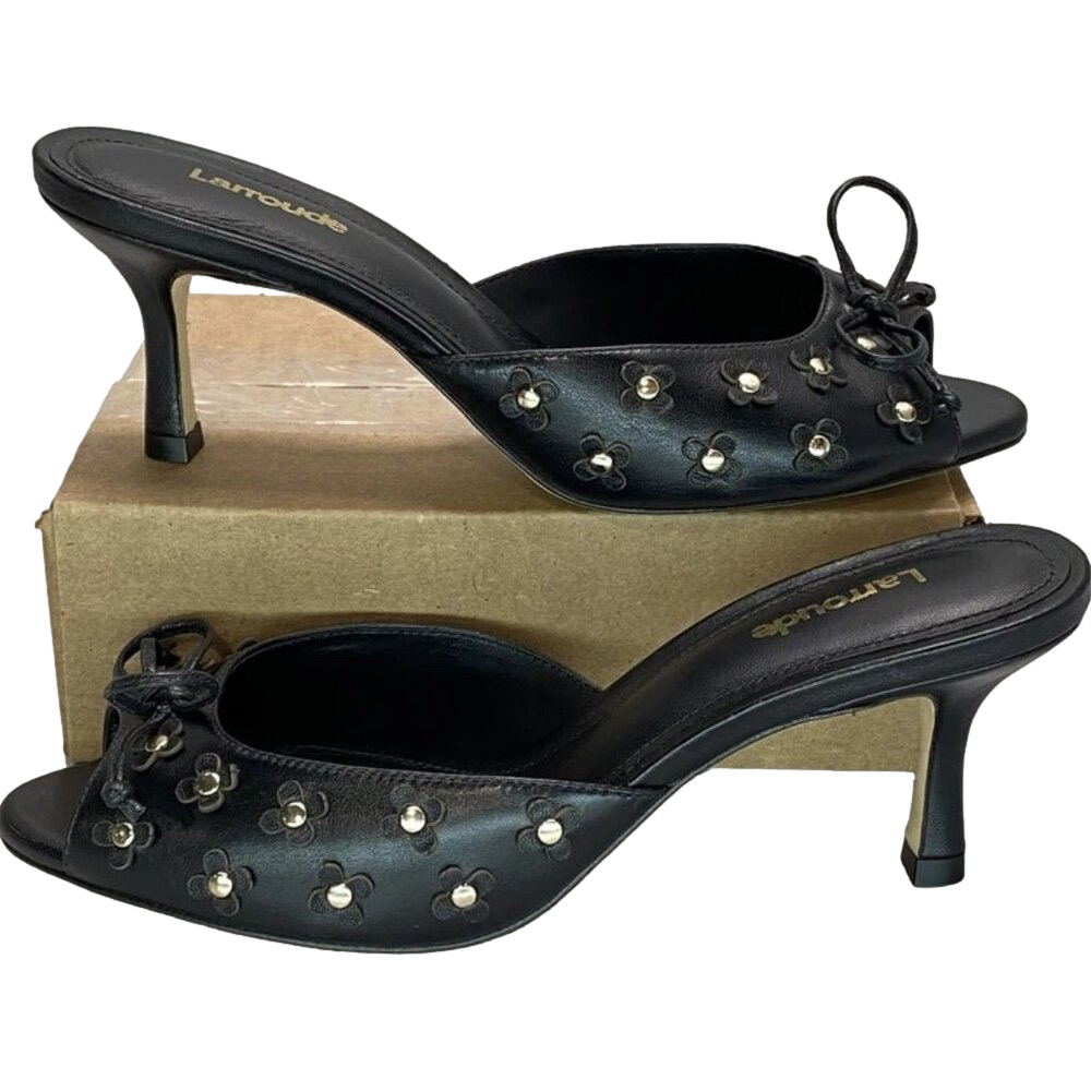NEW LARROUDE Jasmine Hi Mule Sandals Black Women’s Size 6.5